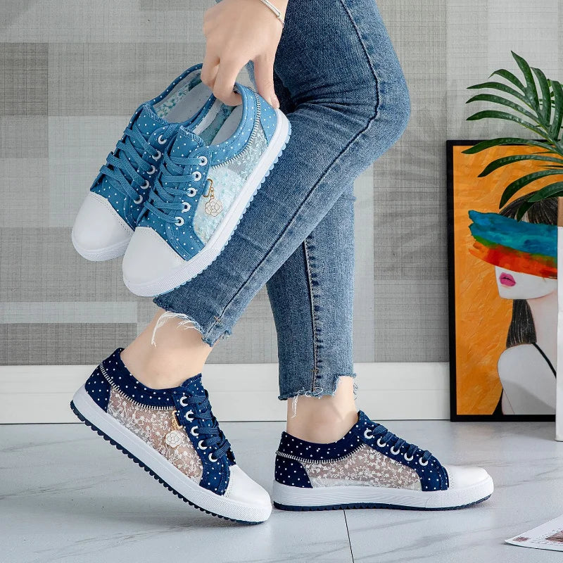 Floral Finesse Lace-Up Platform Sneakers
